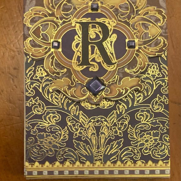 Note pad with R initial stone, medieval pattern gold black - Picture 5 of 8